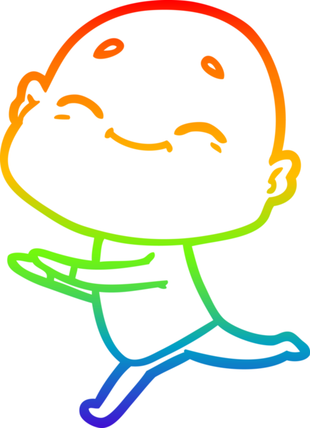 gökkuşağı gradyan çizimi mutlu bir çizgi kel adamın çizimi bir insan tarafından çizildi