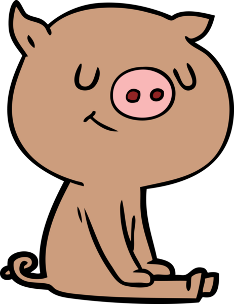 Bir insan tarafından çizilmiş mutlu çizgi film domuzu.