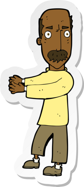 Bir insan tarafından çizilmiş kel bir adamın çıkartması.