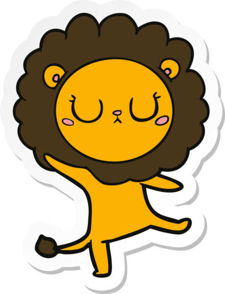 Bir insan tarafından çizilmiş çizgi film aslanının çıkartması.