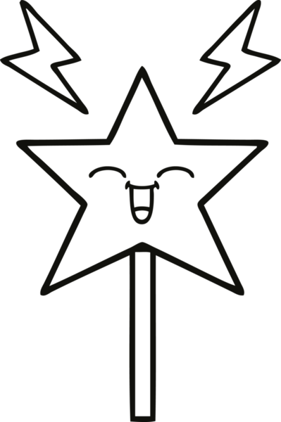 Bir insan tarafından çizilmiş sihirli bir değnek çizimi.