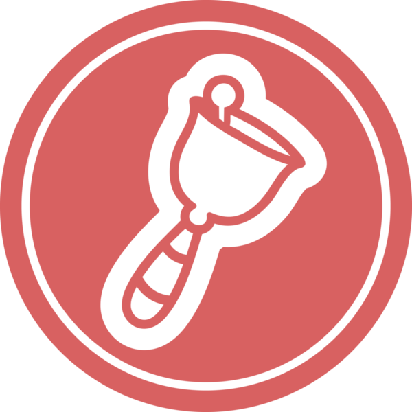 Bir insan tarafından çizilmiş el çanı dairesel simgesi