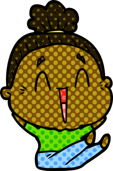 Bir insan tarafından çizilmiş mutlu yaşlı kadın çizgi filmi.