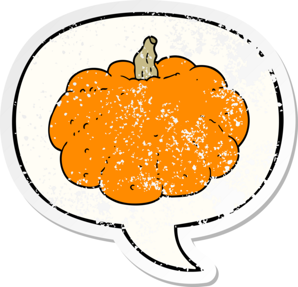 Konuşan balkabağı bir insan tarafından çizilmiş sıkıntılı eski bir çıkartma