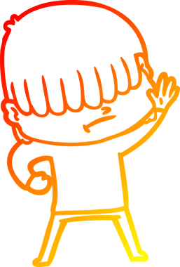 Bir insan tarafından çizilmiş dağınık saçlı bir çizgi film çocuğunun sıcak çizgi çizimi.