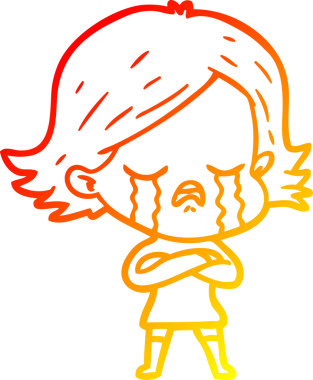 Bir insan tarafından çizilmiş ağlayan çizgi film kızı çizimi.