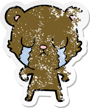 Bir insan tarafından çizilmiş ağlayan çizgi film ayısının sıkıntılı çıkartması.