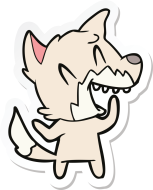 Bir insan tarafından çizilmiş gülen tilki çizgi filminin çıkartması.