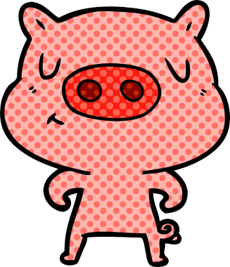 Bir insan tarafından çizilmiş çizgi film içerikli domuz.