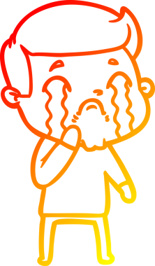 Bir insan tarafından çizilmiş ağlayan bir çizgi film karakteri çizimi.