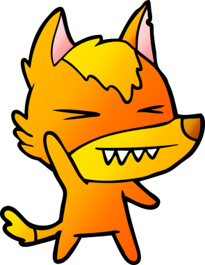 Bir insan tarafından çizilmiş tilki çizgi film karakteri