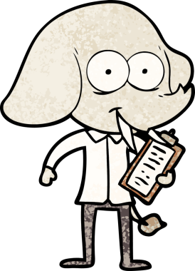 Bir insan tarafından çizilmiş mutlu bir fil.