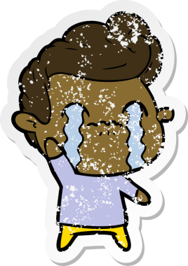 Bir insan tarafından çizilmiş ağlayan bir karikatürcünün sıkıntılı çıkartması.