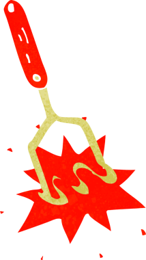 Bir insan tarafından çizilmiş patates ezici çizgi film.