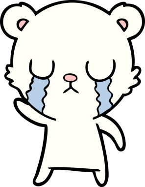 Bir insan tarafından çizilmiş üzgün küçük kutup ayısı çizgi filmi.