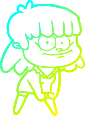 Bir insan tarafından çizilmiş gülümseyen bir karikatür çizimi