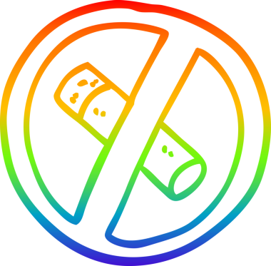 gökkuşağı gradyan çizgi çizimi Bir insan tarafından çizilmiş sigara içme işareti yok