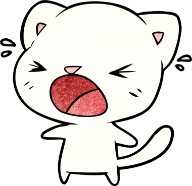 Bir insan tarafından çizilmiş şirin çizgi film kedisi ağlıyor.