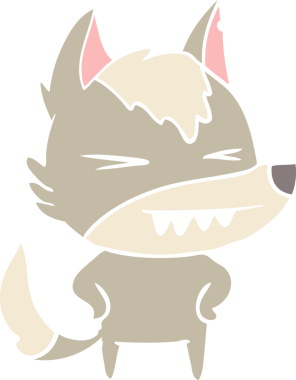 kızgın kurt düz renkli çizgi film bir insan tarafından çizildi.