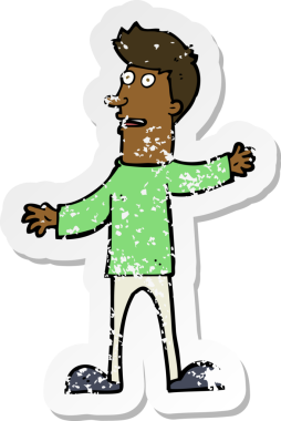 Bir insan tarafından çizilmiş bir karikatürün gerilimli çıkartması şaşırttı.