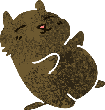 Bir insan tarafından çizilmiş eski çizim tarzı tuhaf çizgi film kedisi