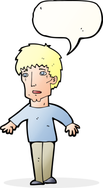 Bir insan tarafından çizilen konuşma baloncuğu ile bir adamı şaşırtan çizgi film.