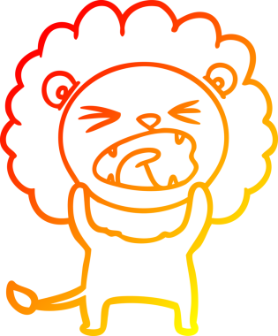 Bir insan tarafından çizilmiş karikatür aslanının sıcak çizgi çizimi