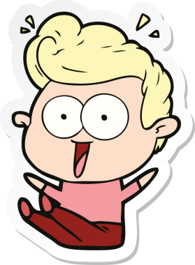 Bir insan tarafından çizilmiş, dik dik bakan bir çizgi film çıkartması.