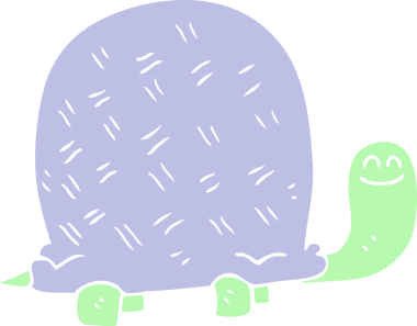 Bir insan tarafından çizilen düz renkli kaplumbağa çizimi