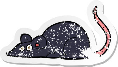 Bir insan tarafından çizilmiş siyah bir farenin gerilimli çıkartması.