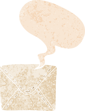 grunge ile konuşma balonu ile karikatür bir insan tarafından çizilmiş sıkıntılı retro biçimi