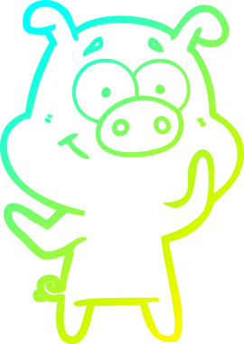 Bir insan tarafından çizilmiş mutlu çizgi film domuzu çizimi.