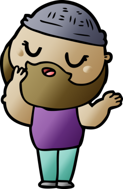 Bir insan tarafından çizilmiş sakallı bir çizgi film adamı.