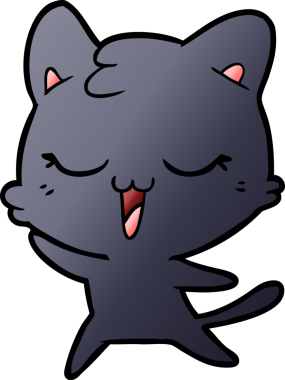 Bir insan tarafından çizilmiş mutlu çizgi film kedisi.