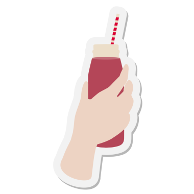 Bir insan tarafından çizilmiş meyve suyu şişesi etiketi.