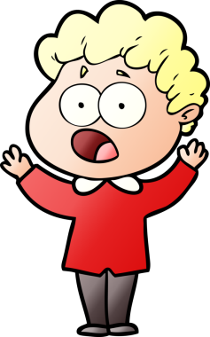 Bir insan tarafından çizilmiş bir karikatür adamı şaşkınlıkla nefes nefese kaldı.