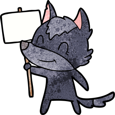 Bir insan tarafından çizilmiş dost canlısı bir kurt.