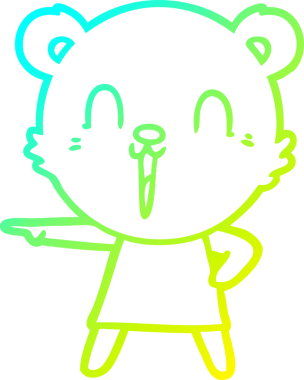 Mutlu bir çizgi film ayısının insan tarafından çizilmiş soğuk çizgi çizgisi