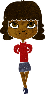 Bir insan tarafından çizilmiş mutlu bir kız.