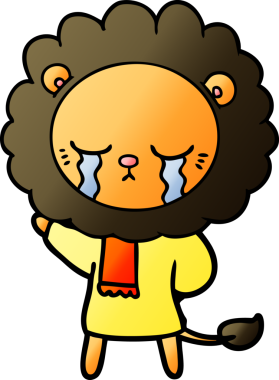 Bir insan tarafından çizilmiş ağlayan çizgi film aslanı.