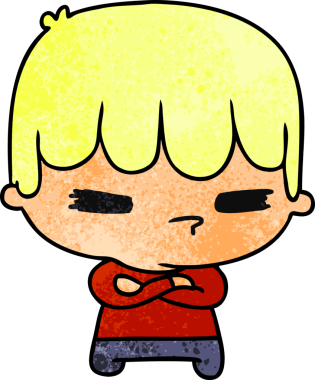 Bir kawaii 'nin insan tarafından çizilmiş sevimli çapraz çocuk çizimi.