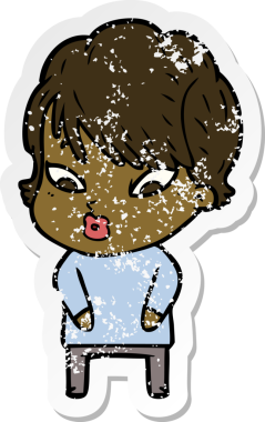 Bir insan tarafından çizilmiş karikatür bir kadının sıkıntılı çıkartması.