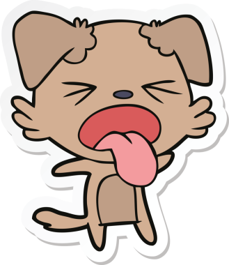 Bir insan tarafından çizilmiş tiksindirici bir köpeğin çıkartması.