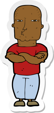 Bir insan tarafından çizilmiş sert bir adamın çıkartması.