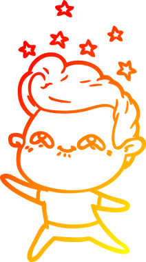 Bir insan tarafından çizilmiş, heyecanlı bir çizgi film çizimi.