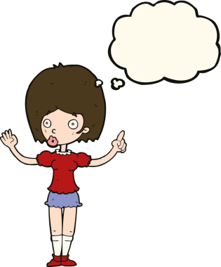 Çizgi filmdeki kadın bir insan tarafından çizilmiş düşünce balonuyla anlatmak istediği şeyi anlatıyor.