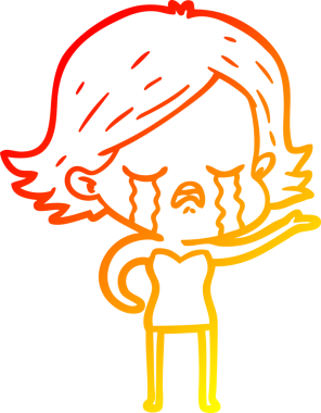 Bir insan tarafından çizilmiş ağlayan çizgi film kızı çizimi.