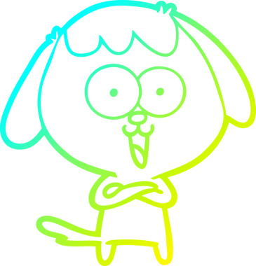 Bir insan tarafından çizilmiş şirin bir çizgi köpeğin soğuk gradyan çizgisi.