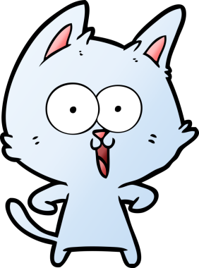 Bir insan tarafından çizilmiş komik çizgi film kedisi.