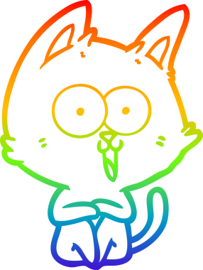 gökkuşağı gradyan çizimi bir insan tarafından çizilmiş komik bir çizgi film kedisi